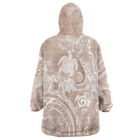 Aloha Hawaii Turtles Floral Wearable Blanket Hoodie Taupe Marbles Glaze