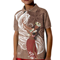 Tahiti Islands Polynesian Plumeria Kid Polo Shirt Tahitian Vahine 'Ote'a - Beige LT7 Kid Beige - Polynesian Pride