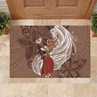 Tahiti Islands Polynesian Plumeria Rubber Doormat Tahitian Vahine 'Ote'a - Beige LT7 Beige - Polynesian Pride