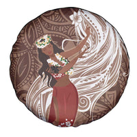 Tahiti Islands Polynesian Plumeria Spare Tire Cover Tahitian Vahine 'Ote'a - Beige LT7 - Polynesian Pride