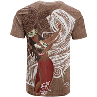 Tahiti Islands Polynesian Plumeria T Shirt Tahitian Vahine 'Ote'a - Beige LT7 - Polynesian Pride