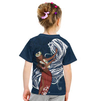 Tahiti Islands Polynesian Plumeria Kid T Shirt Tahitian Vahine 'Ote'a - Navy Blue LT7 - Polynesian Pride