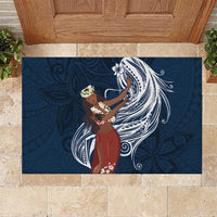 Tahiti Islands Polynesian Plumeria Rubber Doormat Tahitian Vahine 'Ote'a - Navy Blue LT7 Blue - Polynesian Pride