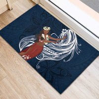 Tahiti Islands Polynesian Plumeria Rubber Doormat Tahitian Vahine 'Ote'a - Navy Blue LT7 - Polynesian Pride