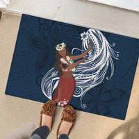 Tahiti Islands Polynesian Plumeria Rubber Doormat Tahitian Vahine 'Ote'a - Navy Blue LT7 - Polynesian Pride