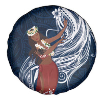 Tahiti Islands Polynesian Plumeria Spare Tire Cover Tahitian Vahine 'Ote'a - Navy Blue LT7 - Polynesian Pride