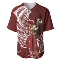 Tahiti Islands Polynesian Plumeria Baseball Jersey Tahitian Vahine 'Ote'a - Scarlet LT7 Red - Polynesian Pride