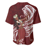 Tahiti Islands Polynesian Plumeria Baseball Jersey Tahitian Vahine 'Ote'a - Scarlet LT7 - Polynesian Pride