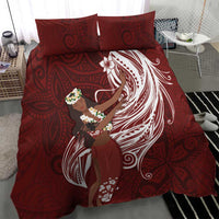 Tahiti Islands Polynesian Plumeria Bedding Set Tahitian Vahine 'Ote'a - Scarlet