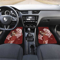 Tahiti Islands Polynesian Plumeria Car Mats Tahitian Vahine 'Ote'a - Scarlet LT7 Set 2pcs - Front Red - Polynesian Pride