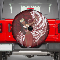 Tahiti Islands Polynesian Plumeria Spare Tire Cover Tahitian Vahine 'Ote'a - Scarlet