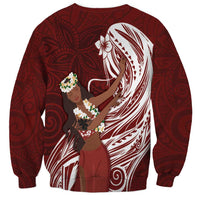 Tahiti Islands Polynesian Plumeria Sweatshirt Tahitian Vahine 'Ote'a - Scarlet LT7 - Polynesian Pride