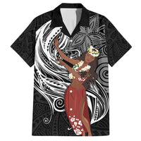 Tahiti Islands Polynesian Plumeria Family Matching Long Sleeve Bodycon Dress and Hawaiian Shirt Tahitian Vahine 'Ote'a - Black
