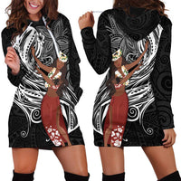 Tahiti Islands Polynesian Plumeria Hoodie Dress Tahitian Vahine 'Ote'a - Black