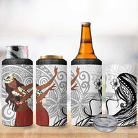 Tahiti Islands Polynesian Plumeria 4 in 1 Can Cooler Tumbler Tahitian Vahine 'Ote'a - White
