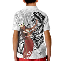 Tahiti Islands Polynesian Plumeria Kid Polo Shirt Tahitian Vahine 'Ote'a - White LT7 - Polynesian Pride