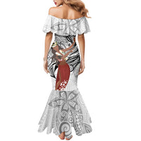 Tahiti Islands Polynesian Plumeria Mermaid Dress Tahitian Vahine 'Ote'a - White LT7 - Polynesian Pride