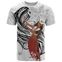 Tahiti Islands Polynesian Plumeria T Shirt Tahitian Vahine 'Ote'a - White LT7 White - Polynesian Pride