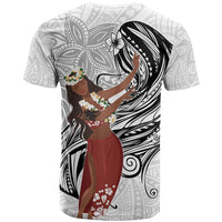 Tahiti Islands Polynesian Plumeria T Shirt Tahitian Vahine 'Ote'a - White LT7 - Polynesian Pride