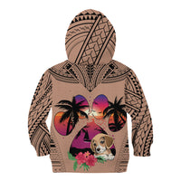 Polynesian Kid Hoodie Dog Lover With Beagle - Sunset At The Beach Brown Ver LT7 - Polynesian Pride