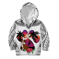 Polynesian Kid Hoodie Dog Lover With Border Collie - Sunset At The Beach White Ver LT7 Zip Hoodie White - Polynesian Pride