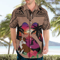 Polynesian Hawaiian Shirt Dog Lover With Border Collie - Sunset At The Beach Brown Ver LT7 - Polynesian Pride