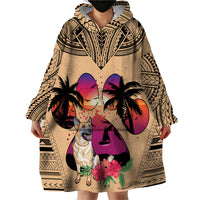 Polynesian Wearable Blanket Hoodie Dog Lover With German Shepherd - Sunset At The Beach LT7 - Polynesian Pride