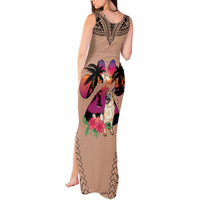 Polynesian Tank Maxi Dress Dog Lover With German Shepherd - Sunset At The Beach Brown Ver LT7 - Polynesian Pride