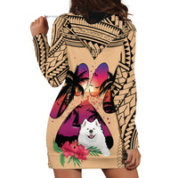 Polynesian Hoodie Dress Dog Lover With Samoyed - Sunset At The Beach LT7 - Polynesian Pride