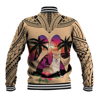 Polynesian Baseball Jacket Dog Lover With Shiba Inu - Sunset At The Beach LT7 - Polynesian Pride