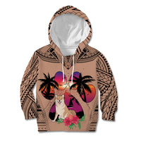 Polynesian Kid Hoodie Dog Lover With Shiba Inu - Sunset At The Beach Brown Ver LT7 Hoodie Brown - Polynesian Pride