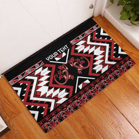 Personalised Aotearoa Waitangi Rubber Doormat Taniko Motifs - Mania Gecko
