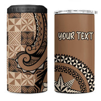 Personalized Tonga Ngatu 4 in 1 Can Cooler Tumbler Vintage Brown Manulua Motifs