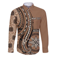 Personalized Tonga Ngatu Family Matching Mermaid Dress and Hawaiian Shirt Vintage Brown Manulua Motifs