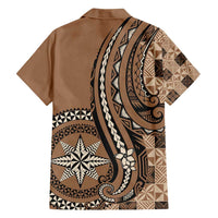 Personalized Tonga Ngatu Family Matching Summer Maxi Dress and Hawaiian Shirt Vintage Brown Manulua Motifs