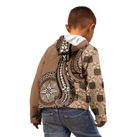 Personalized Tonga Ngatu Kid Hoodie Vintage Brown Manulua Motifs