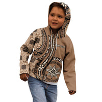 Personalized Tonga Ngatu Kid Hoodie Vintage Brown Manulua Motifs