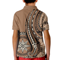 Personalized Tonga Ngatu Kid Polo Shirt Vintage Brown Manulua Motifs
