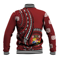 Personalized Tonga Ngatu Baseball Jacket Iconic Red Manulua Motifs