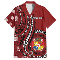 Personalized Tonga Ngatu Family Matching Tank Maxi Dress and Hawaiian Shirt Iconic Red Manulua Motifs