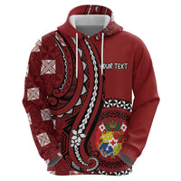 Personalized Tonga Ngatu Hoodie Iconic Red Manulua Motifs
