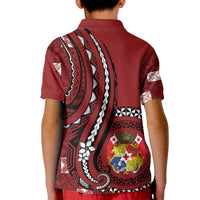 Personalized Tonga Ngatu Kid Polo Shirt Iconic Red Manulua Motifs