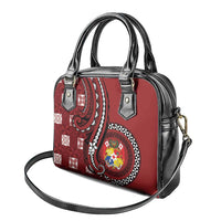 Tonga Ngatu Shoulder Handbag Iconic Red Manulua Motifs LT7 - Polynesian Pride