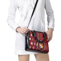 Tonga Ngatu Shoulder Handbag Iconic Red Manulua Motifs LT7 - Polynesian Pride