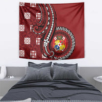 Tonga Ngatu Tapestry Iconic Red Manulua Motifs