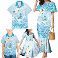 Guam Fishhook Mix Guasali Flowers Family Matching Mermaid Dress and Hawaiian Shirt Dreaming Turquoise