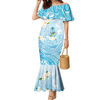 Guam Fishhook Mix Guasali Flowers Family Matching Mermaid Dress and Hawaiian Shirt Dreaming Turquoise