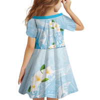 Guam Fishhook Mix Guasali Flowers Family Matching Off The Shoulder Long Sleeve Dress and Hawaiian Shirt Dreaming Turquoise LT7 - Polynesian Pride