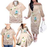 Guam Fishhook Mix Guasali Flowers Family Matching Off The Shoulder Long Sleeve Dress and Hawaiian Shirt Dreaming Hazel