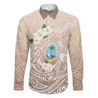 Guam Fishhook Mix Guasali Flowers Family Matching Summer Maxi Dress and Hawaiian Shirt Dreaming Hazel LT7 Dad's Shirt - Long Sleeve Beige - Polynesian Pride
